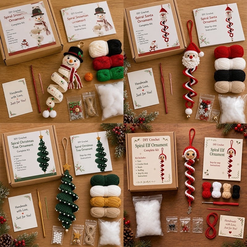 🎅🌲Crochet Snowman Spiral Oranment DIY Kit