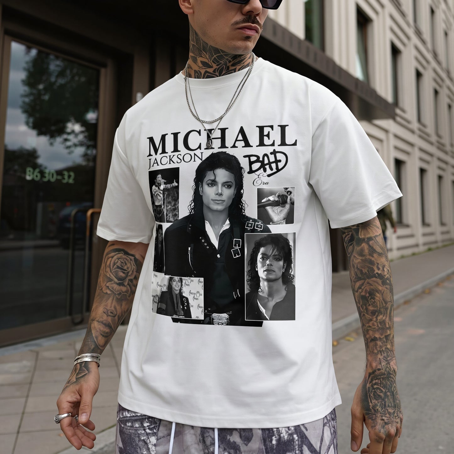 Michael Jackson Bad Era Collage Printed Graphic T-shirt