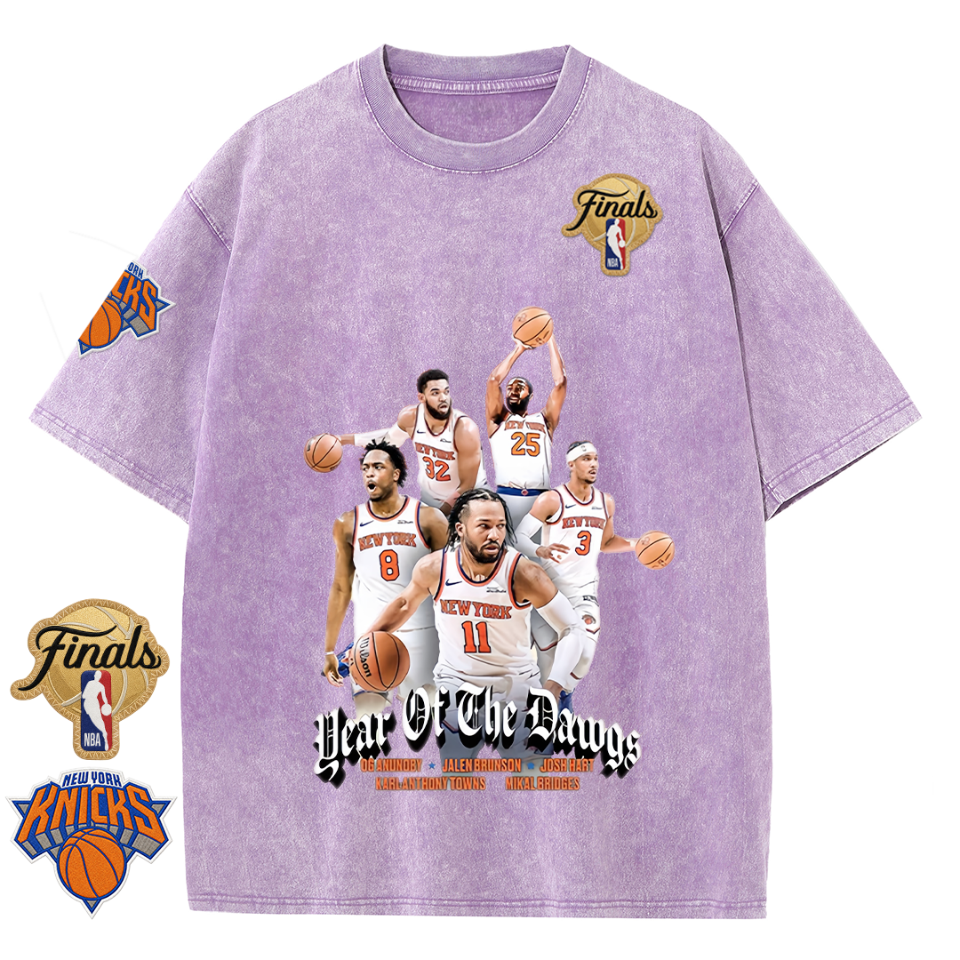 NY Basketball Vintage Washed Finals Premium Patch Tee