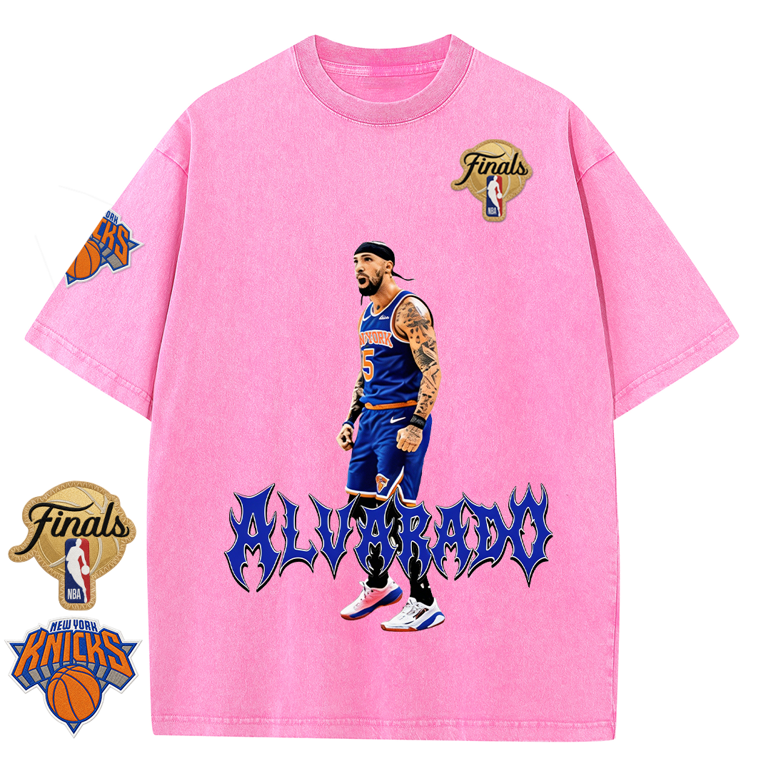 NY Basketball Vintage Washed Finals Premium Patch Tee