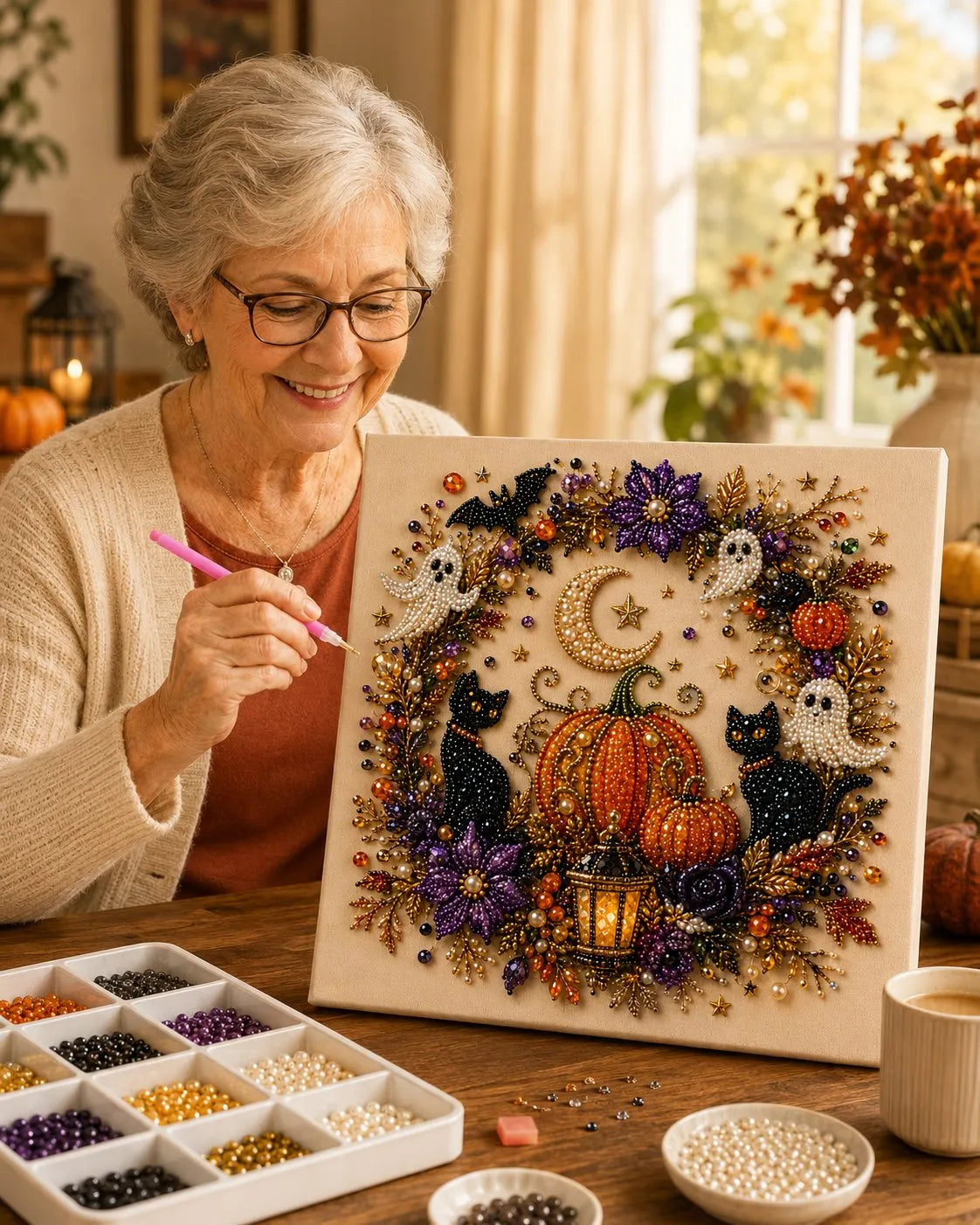 ๐ปโจ Halloween Pearl Art DIY Kit โ Turn Tiny Pearls into Spooky-Cute Magic