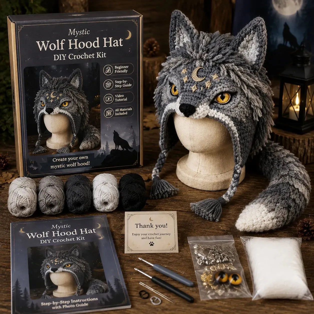 ❤️✨ Cute Animal Crochet Kit for Beginners | Handmade Winter Hat Craft Kit | Complete Amigurumi Crochet Set🧶🎭✨