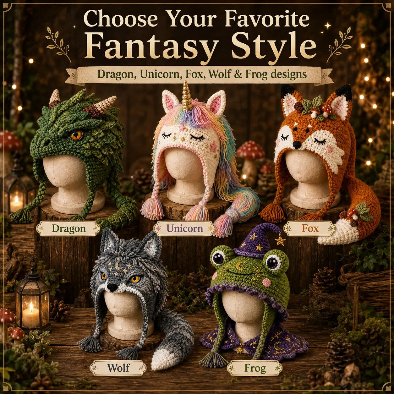 ❤️✨ Cute Animal Crochet Kit for Beginners | Handmade Winter Hat Craft Kit | Complete Amigurumi Crochet Set🧶🎭✨