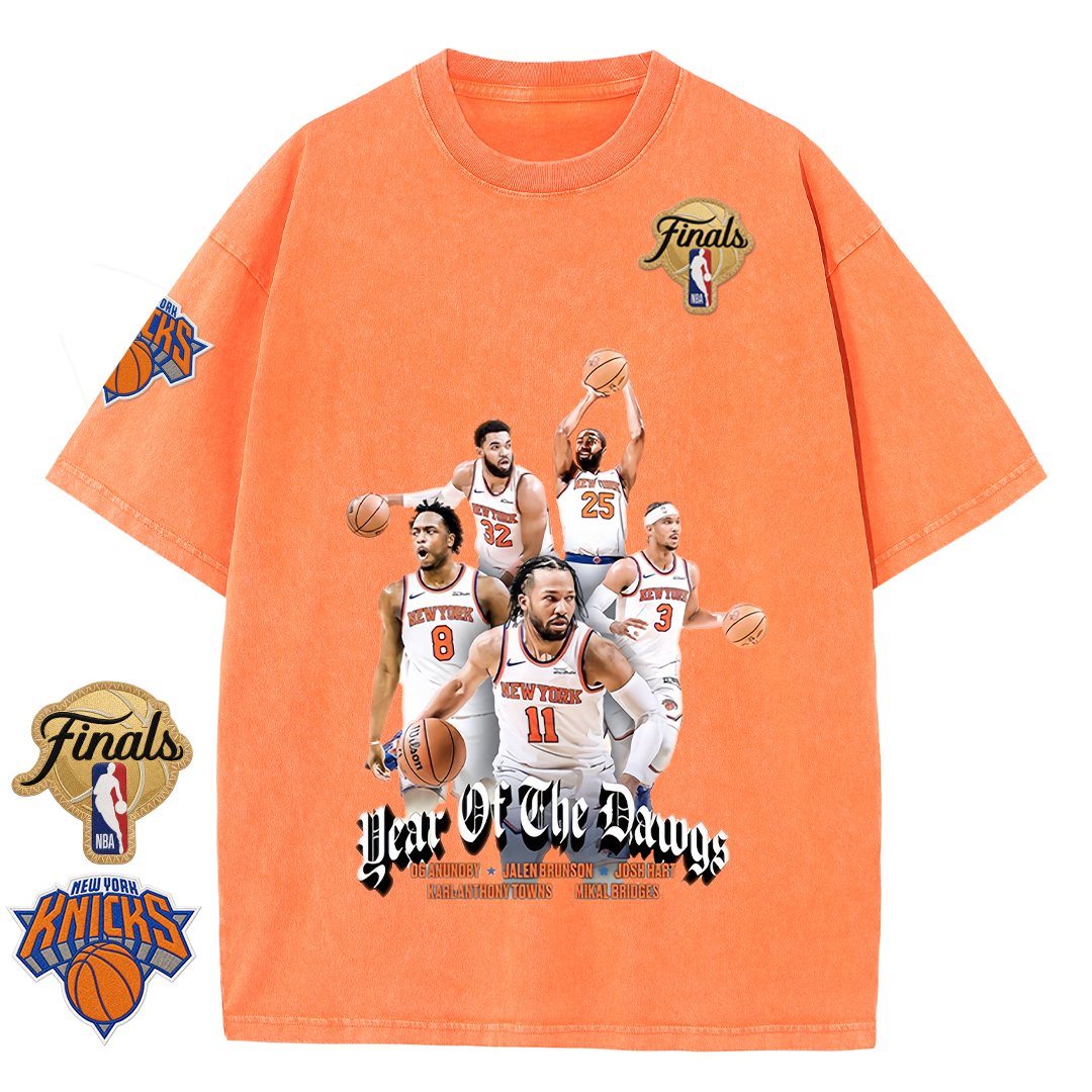 NY Basketball Vintage Washed Finals Premium Patch Tee
