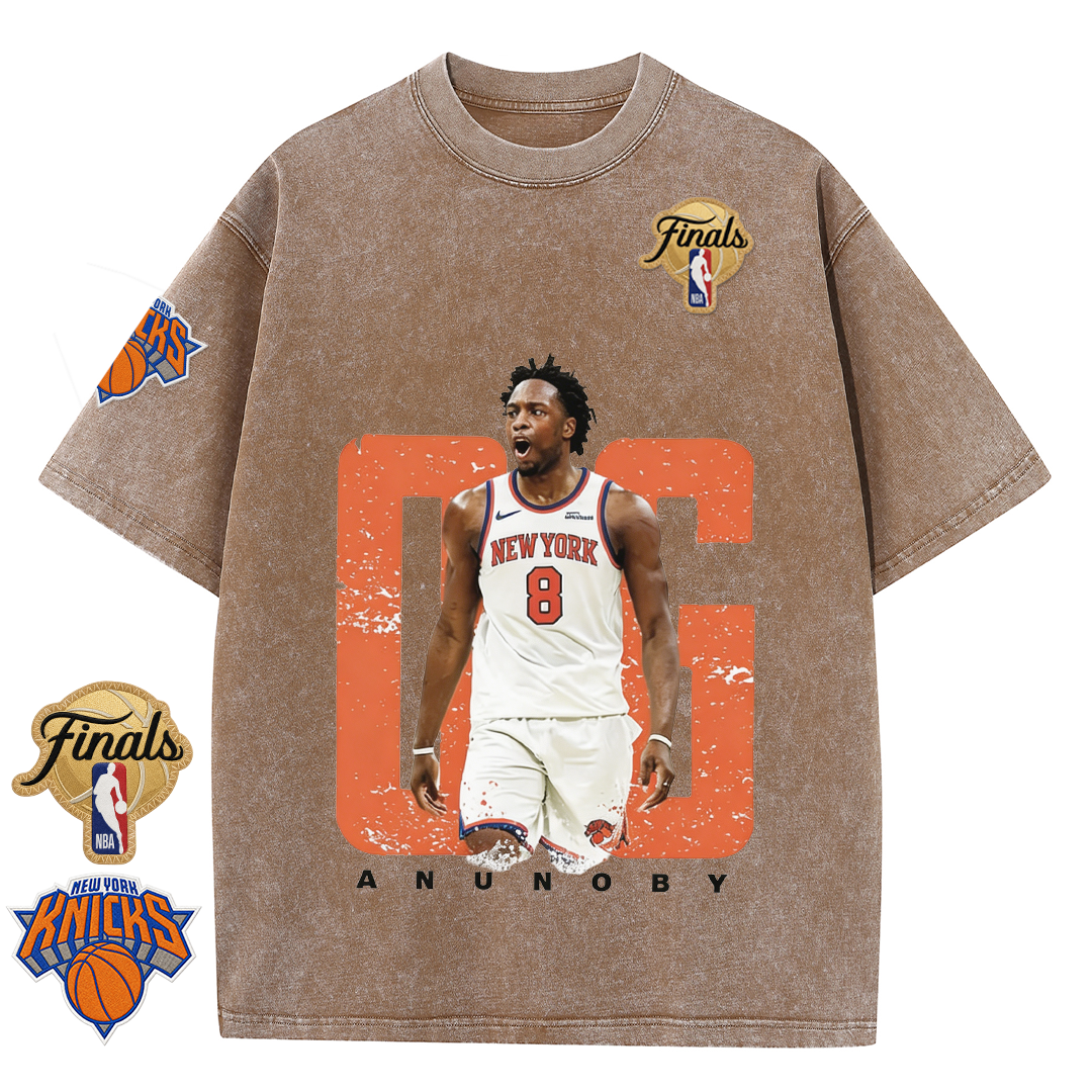 NY Basketball Vintage Washed Finals Premium Patch Tee