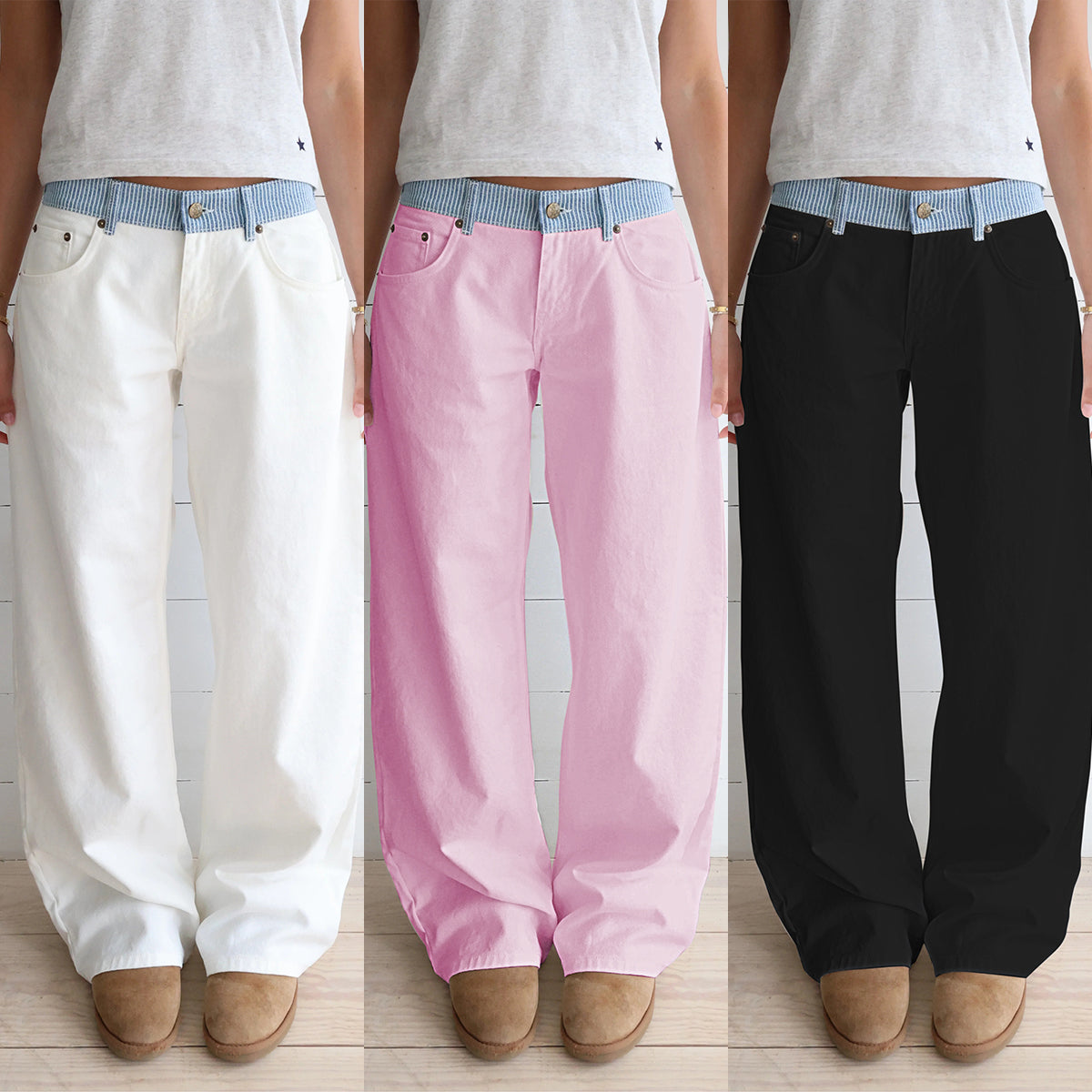 Women's Casual Wide-Leg Straight-Leg Jeans
