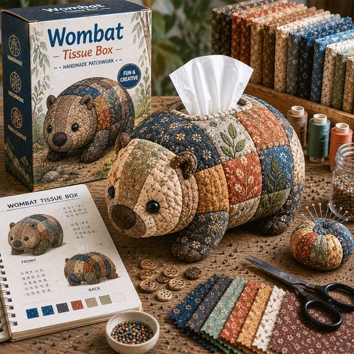 🧵 Quilted sea Animal Tissue Box DIY Kit💖