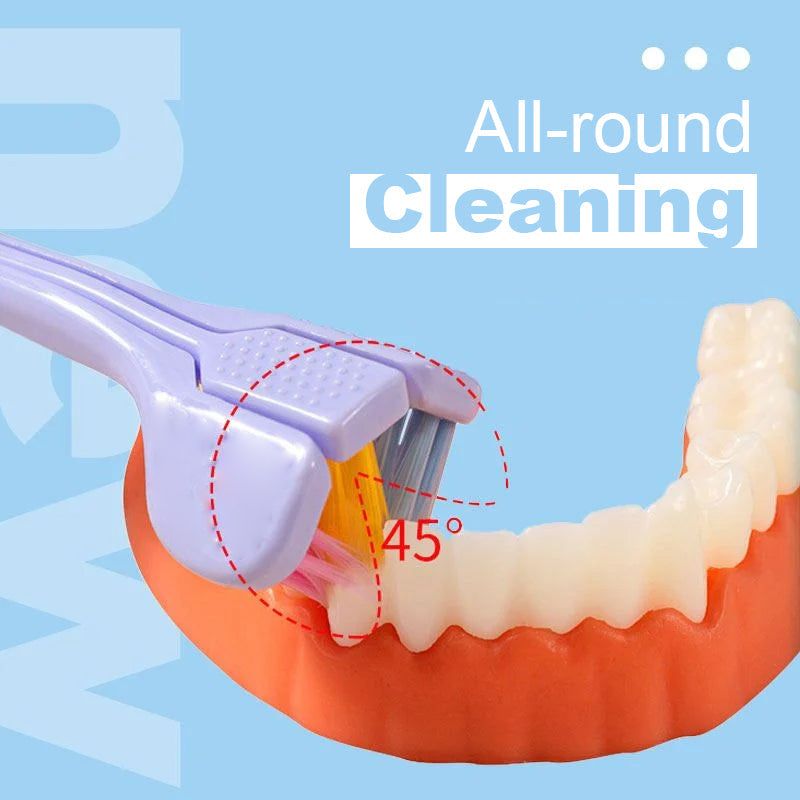 V-shaped Three-sided Toothbrush with Soft Bristles