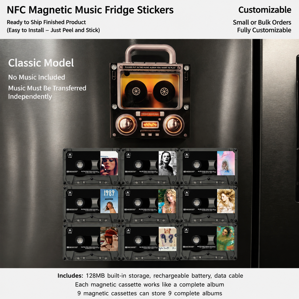 🎵 Iconic Pop Star NFC Fridge Magnet Music Player | Retro Vinyl Style Decor