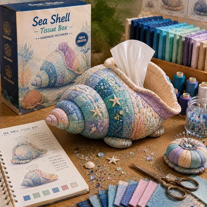 🧵 Quilted sea Animal Tissue Box DIY Kit💖
