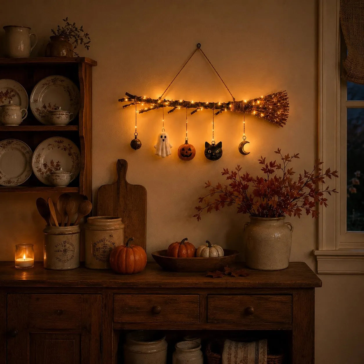 Lighted Fall Broom Wall Hanging🍂