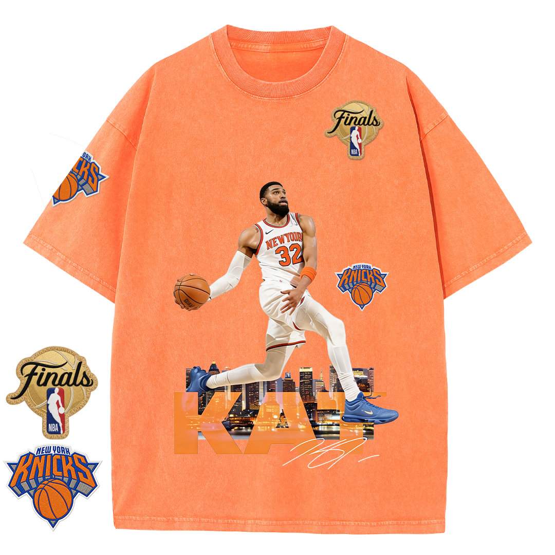 NY Basketball Vintage Washed Finals Premium Patch Tee