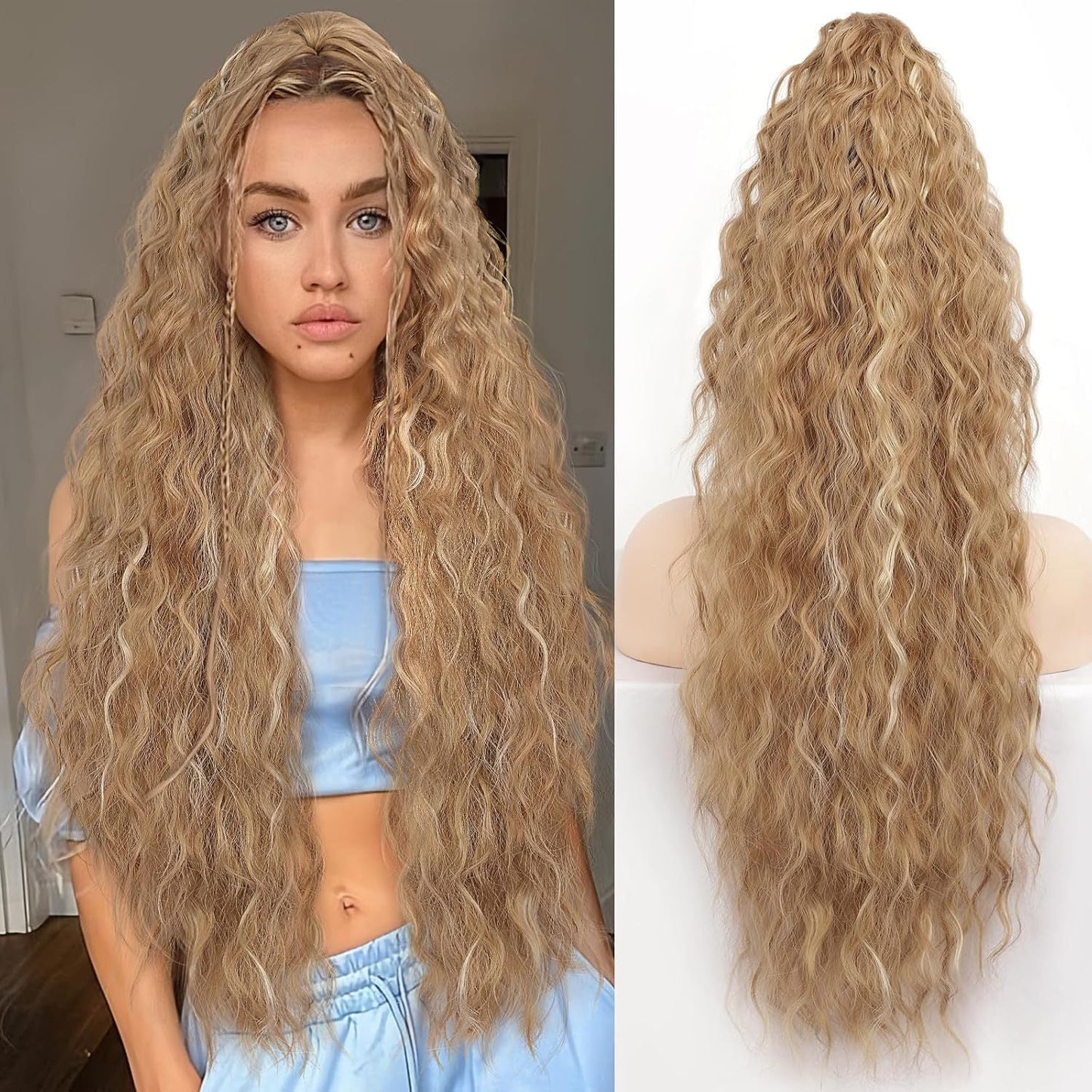🔥Curly Wavy Frizzy Hair Extension with Ponytail