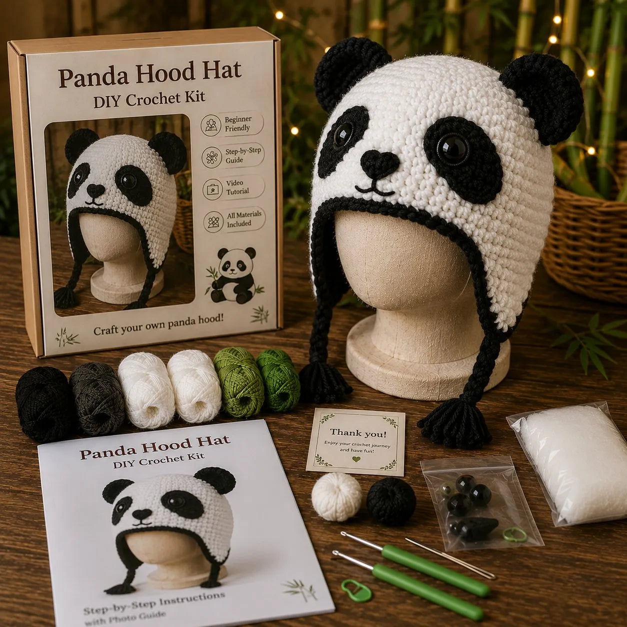 ❤️✨ Cute Animal Crochet Kit for Beginners | Handmade Winter Hat Craft Kit | Complete Amigurumi Crochet Set🧶🎭✨