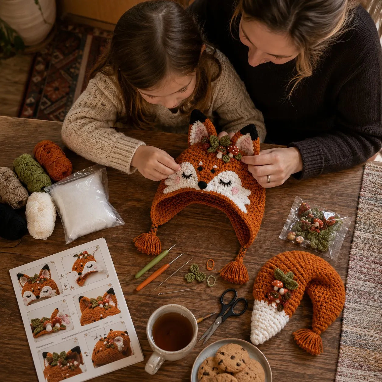 ❤️✨ Cute Animal Crochet Kit for Beginners | Handmade Winter Hat Craft Kit | Complete Amigurumi Crochet Set🧶🎭✨