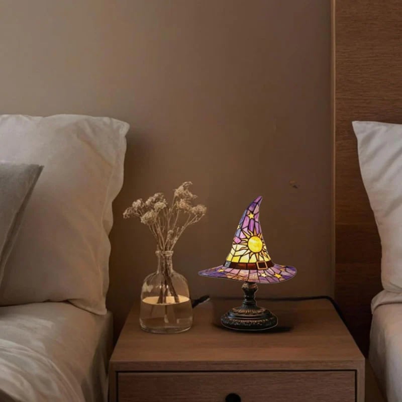 ♠️Witch Hat Night Light & Stained Glass Witch Hat Lamp🎁