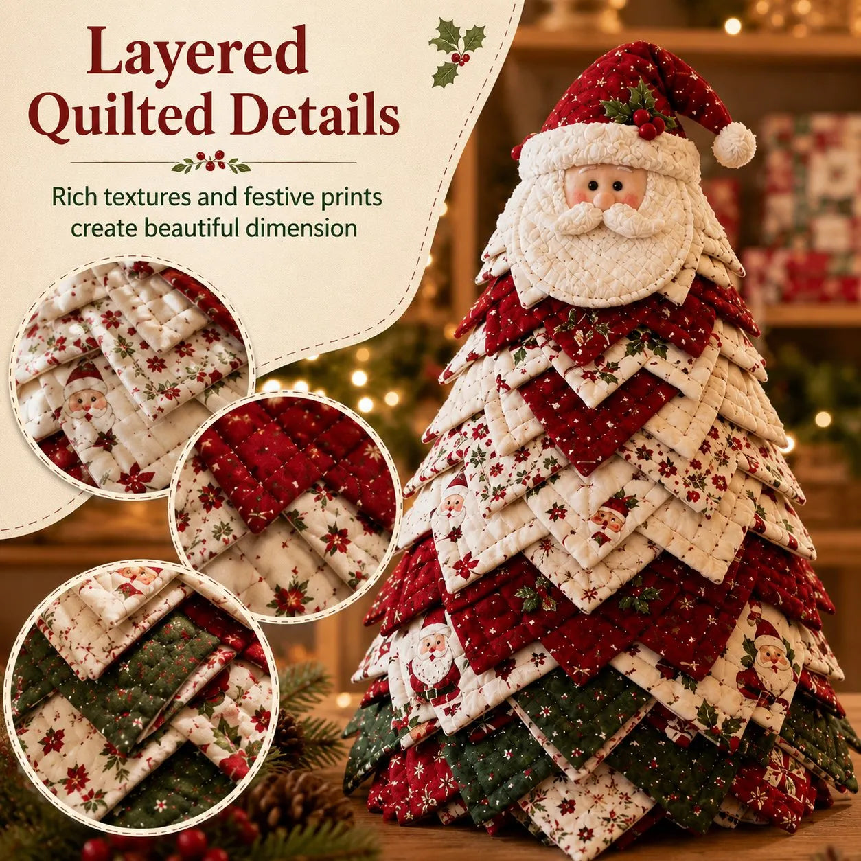 🎄🎅DIY Quilted Santa Christmas Tree Kit🎁