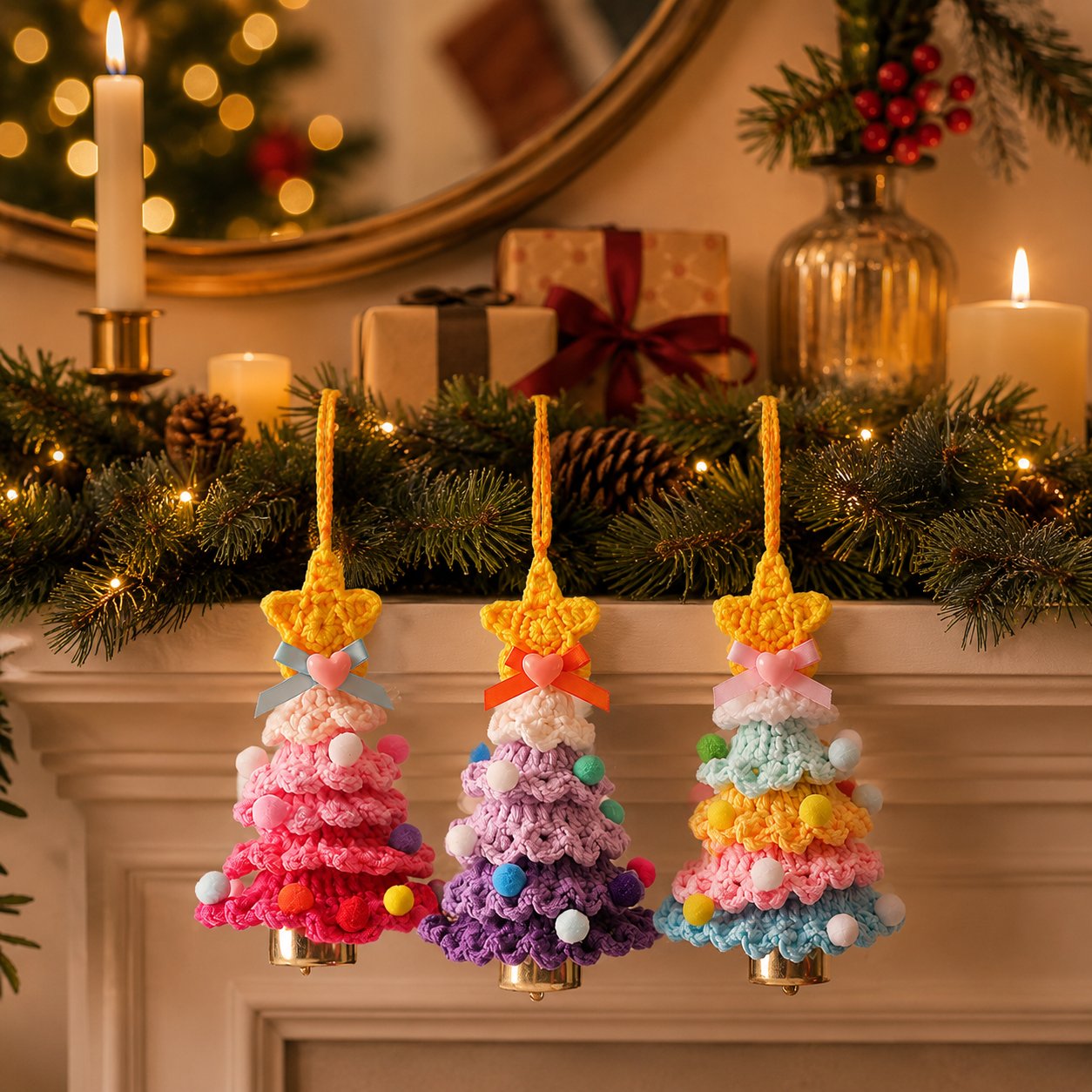 🎄Crochet Christmas Tree with Star Topper — Handmade Tabletop Holiday Decor Gift✨