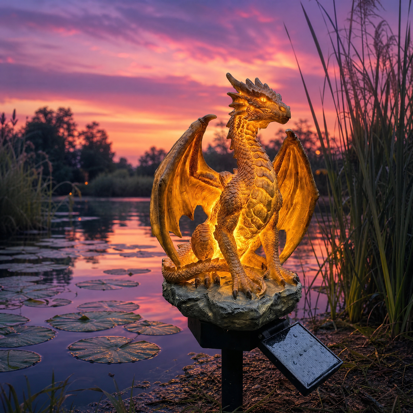 🐉Solar Dragon Garden Statue Light – Golden Ember Fantasy Outdoor Decor