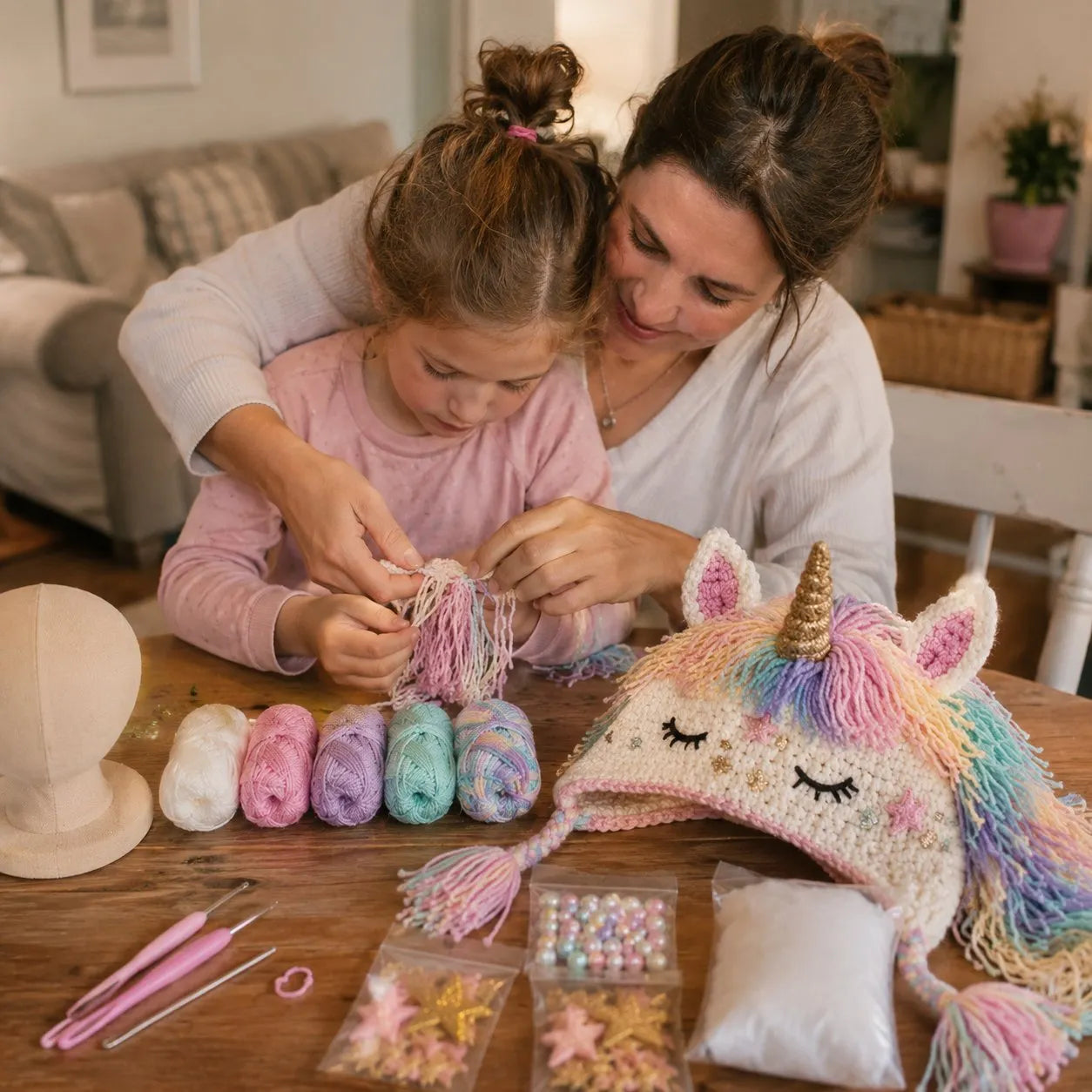 ❤️✨ Cute Animal Crochet Kit for Beginners | Handmade Winter Hat Craft Kit | Complete Amigurumi Crochet Set🧶🎭✨