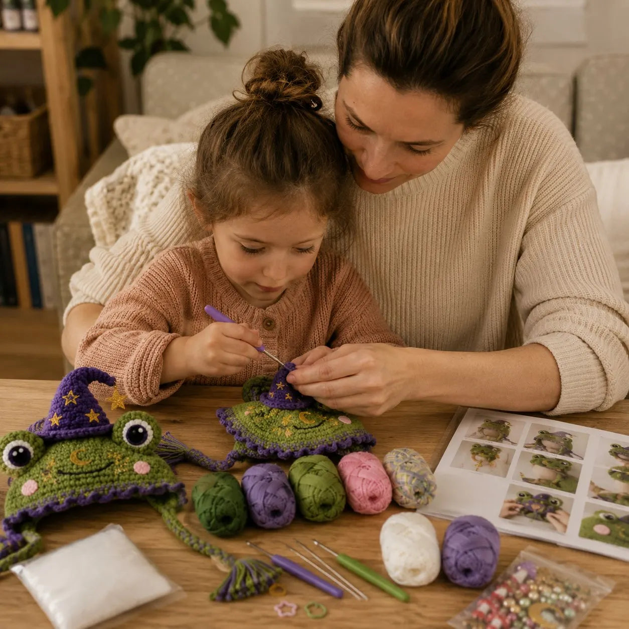 ❤️✨ Cute Animal Crochet Kit for Beginners | Handmade Winter Hat Craft Kit | Complete Amigurumi Crochet Set🧶🎭✨