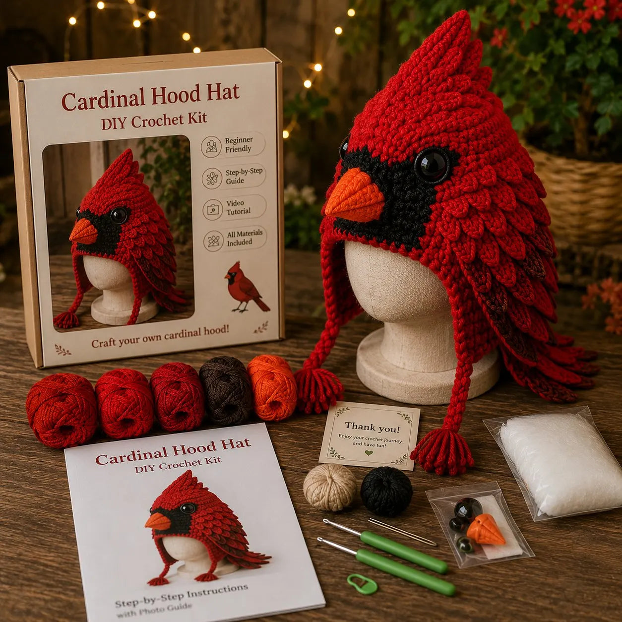 ❤️✨ Cute Animal Crochet Kit for Beginners | Handmade Winter Hat Craft Kit | Complete Amigurumi Crochet Set🧶🎭✨