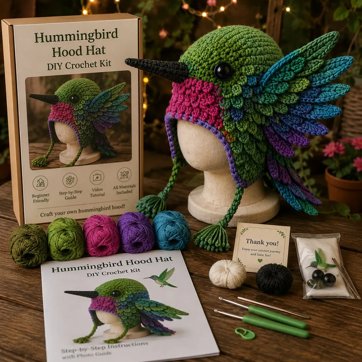 ❤️✨ Cute Animal Crochet Kit for Beginners | Handmade Winter Hat Craft Kit | Complete Amigurumi Crochet Set🧶🎭✨