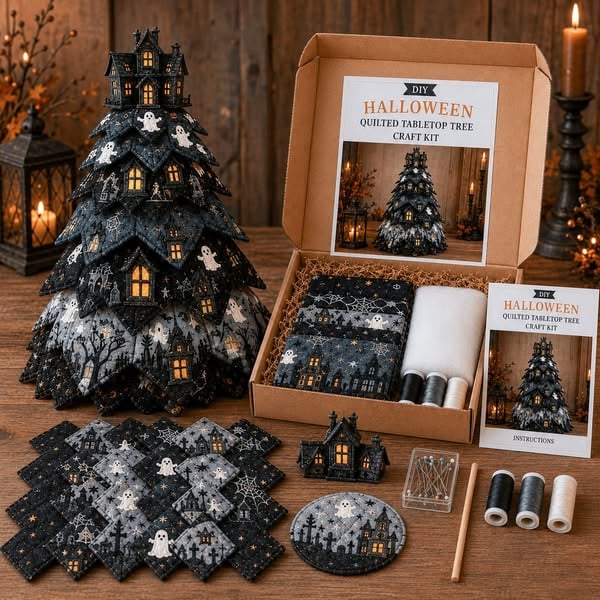 🎃DIY Halloween Quilted Fabric Tree Kit