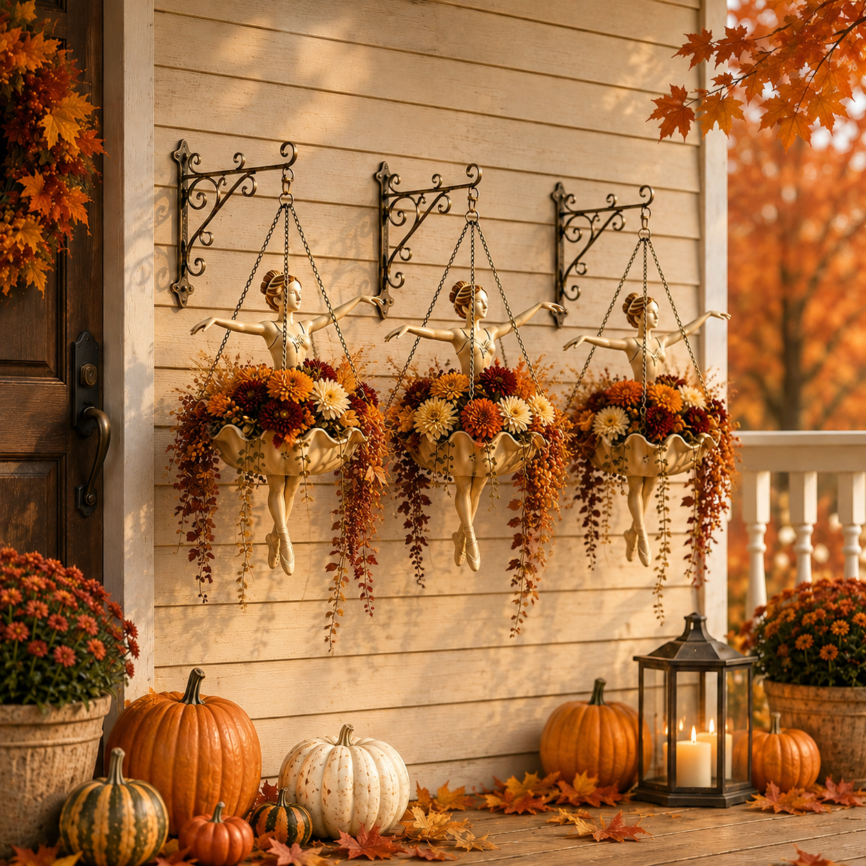 Whimsical Ballet Dancer Hanging Planter – Autumn Garden Decor For Porch & Patio