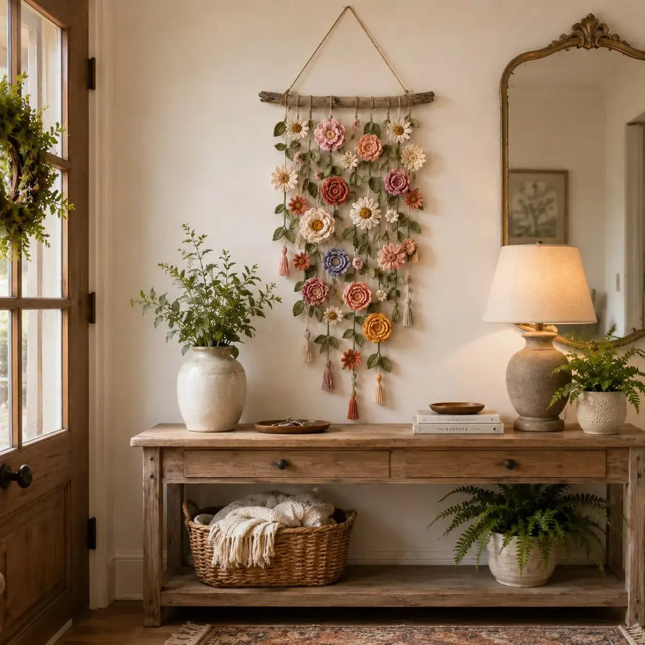 🌸HandMade Boho Crochet Flower Wall Hanging Decor