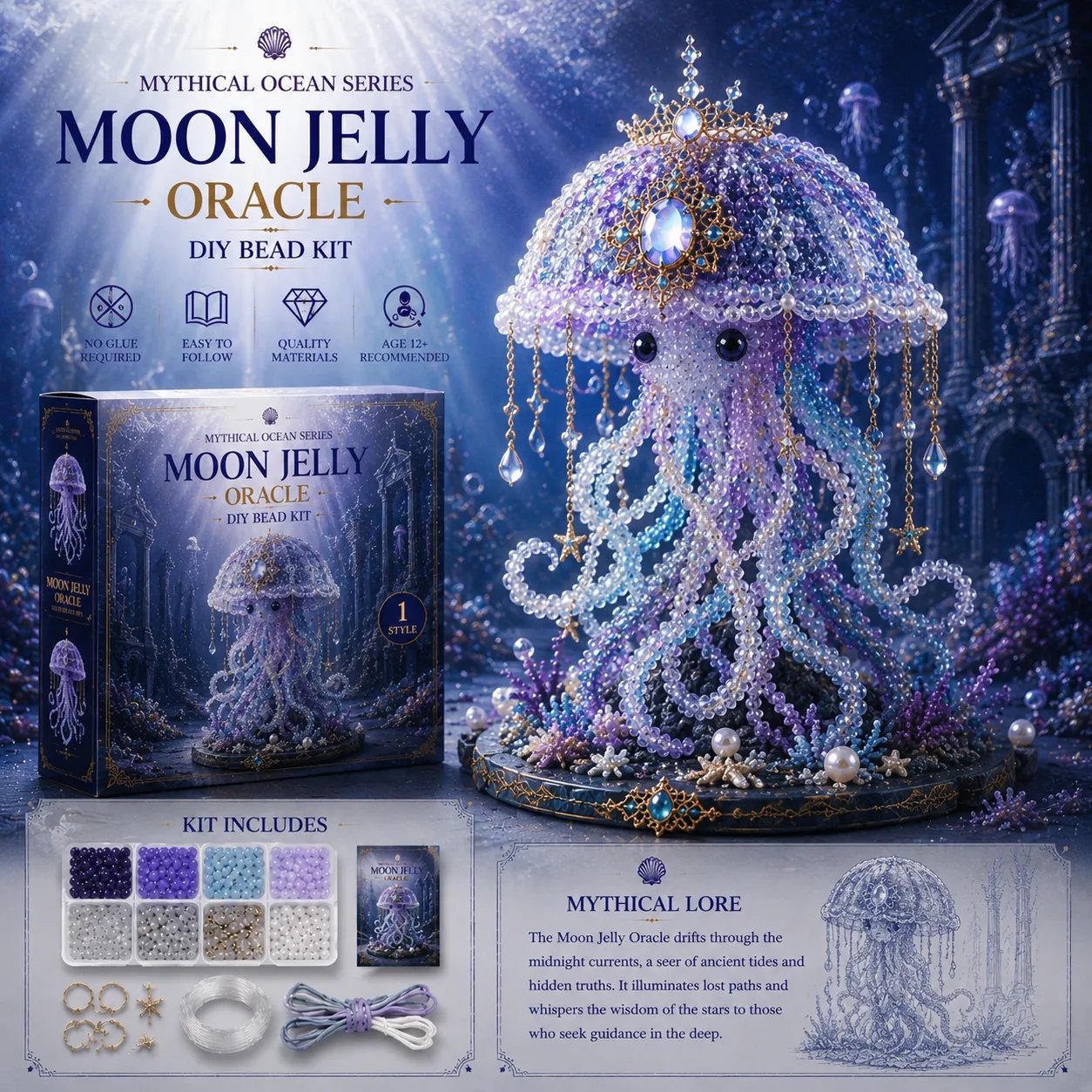 🌊Mythical Ocean DIY Bead Kit | 3D Sea Creature Craft Set – 12 Designs, Beginner Friendly