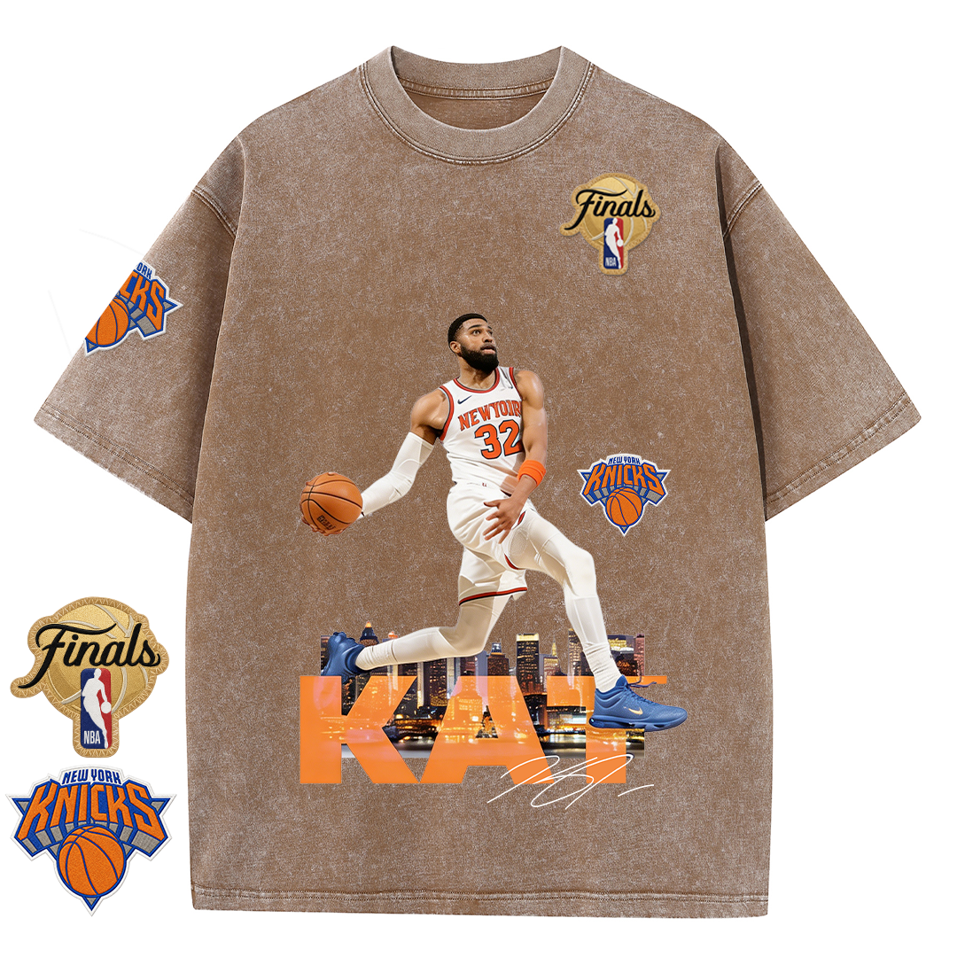 NY Basketball Vintage Washed Finals Premium Patch Tee