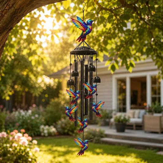 🔥Last Day 60% OFF🔥-🐦Vintage Colorful Hummingbird Wind Chime with Metal Tubes and Bells