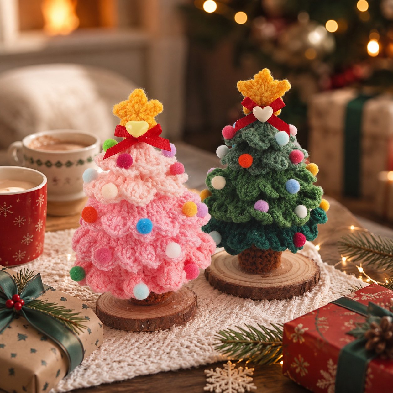 🎄Crochet Christmas Tree with Star Topper — Handmade Tabletop Holiday Decor Gift✨