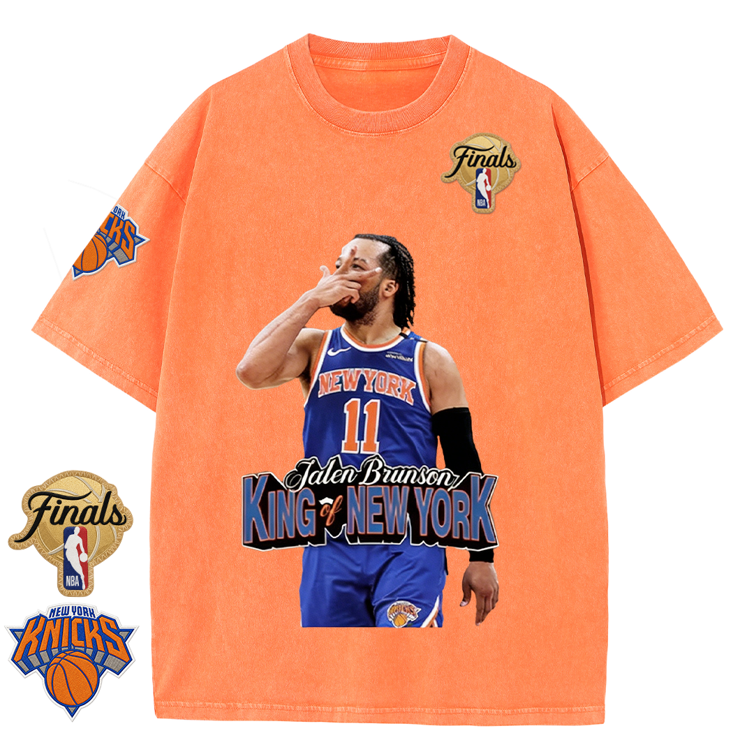 NY Basketball Vintage Washed Finals Premium Patch Tee