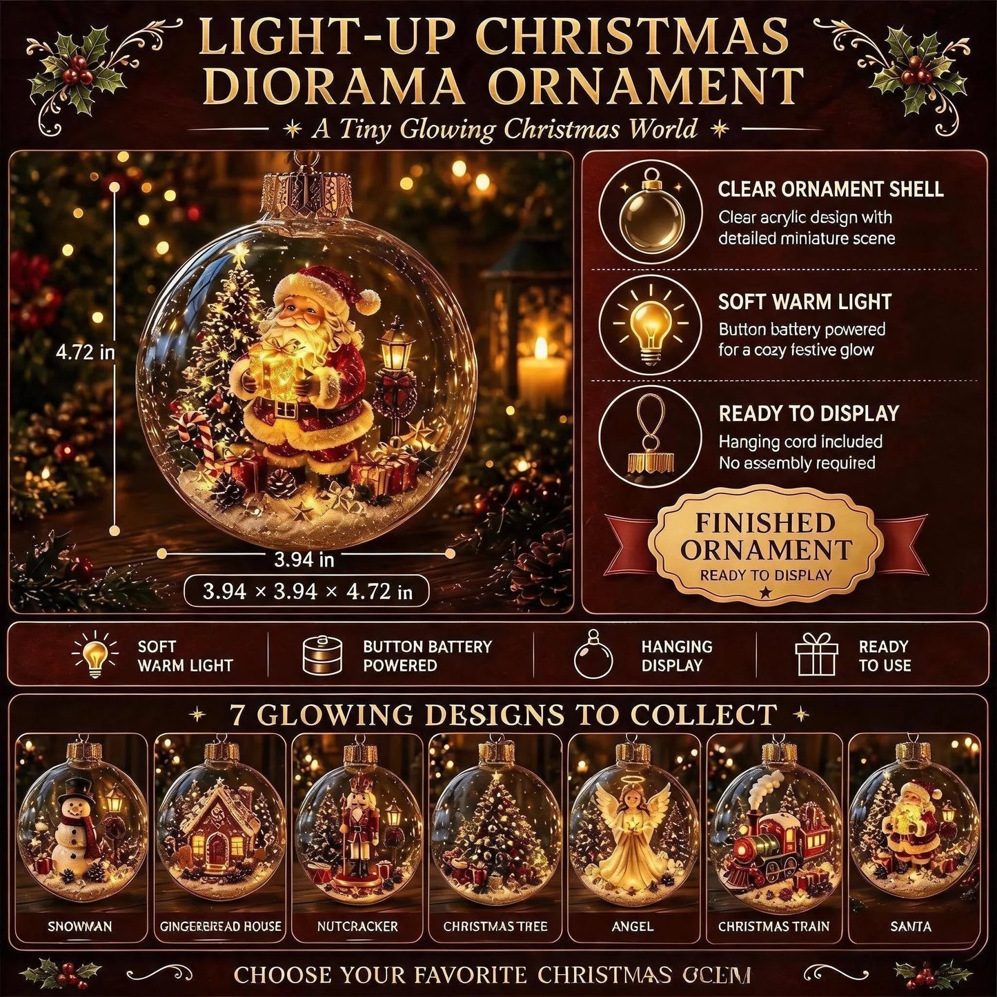 🎉🎉Glowing Christmas Diorama Ornament