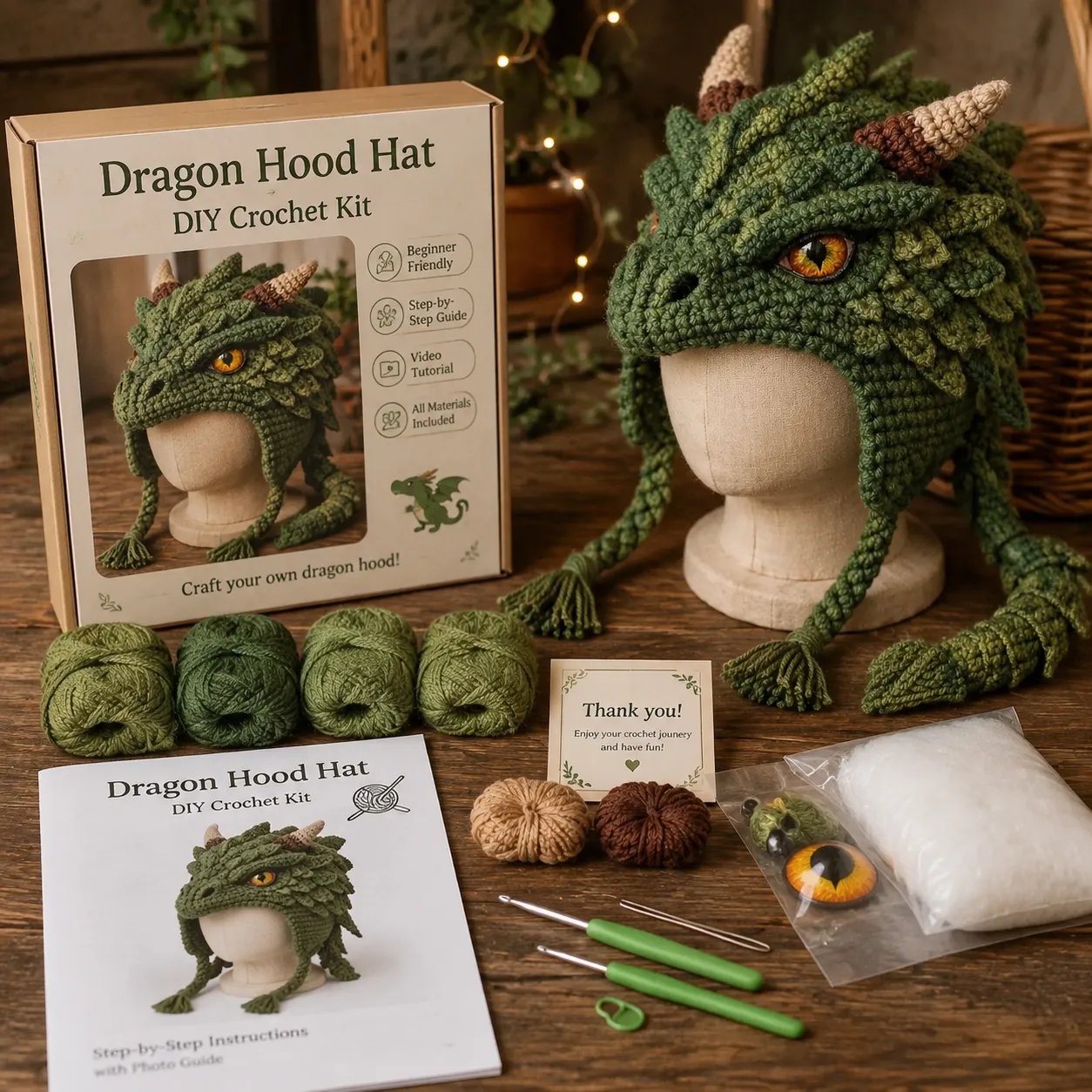 ❤️✨ Cute Animal Crochet Kit for Beginners | Handmade Winter Hat Craft Kit | Complete Amigurumi Crochet Set🧶🎭✨