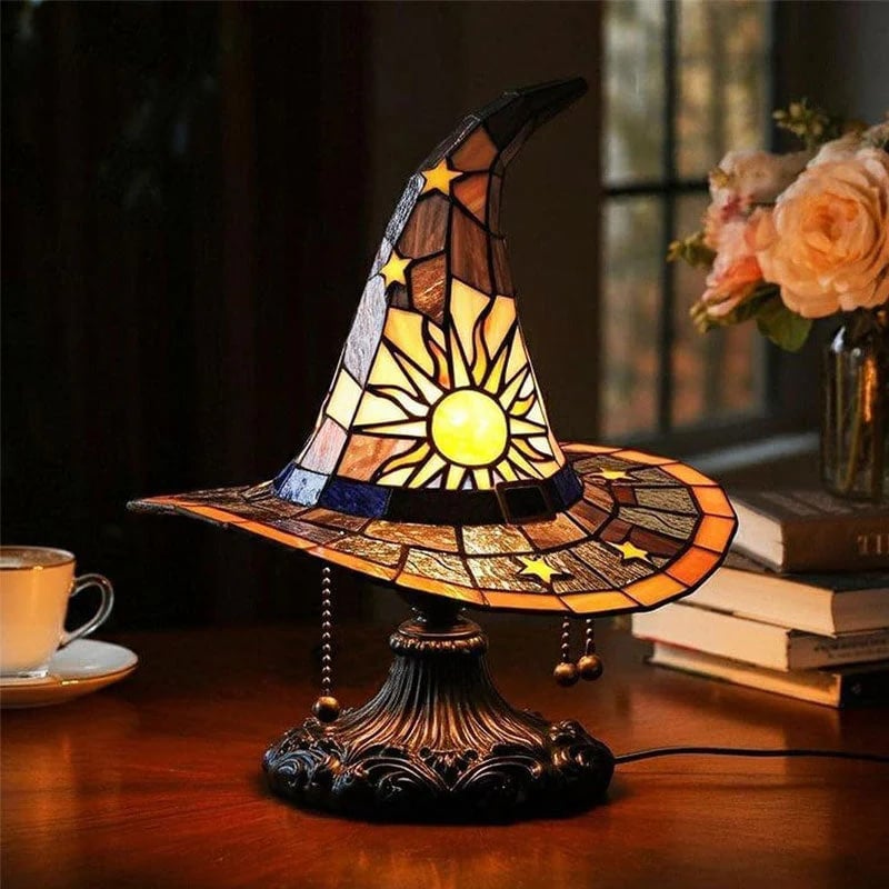 ♠️Witch Hat Night Light & Stained Glass Witch Hat Lamp🎁