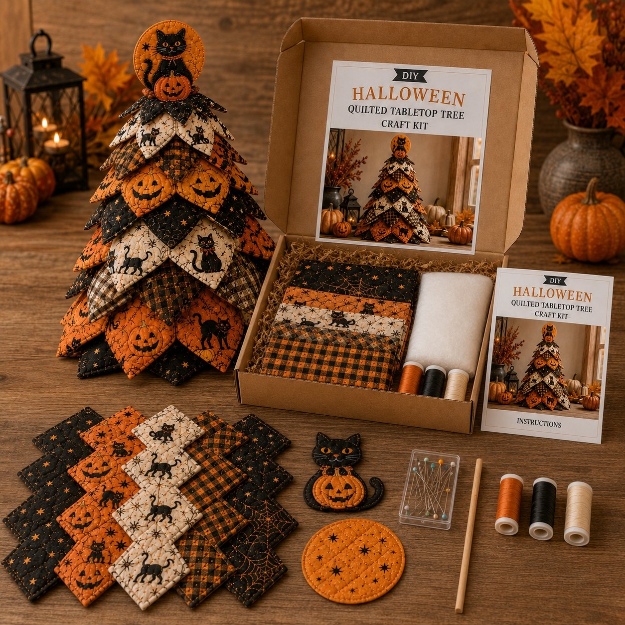 🎃DIY Halloween Quilted Fabric Tree Kit