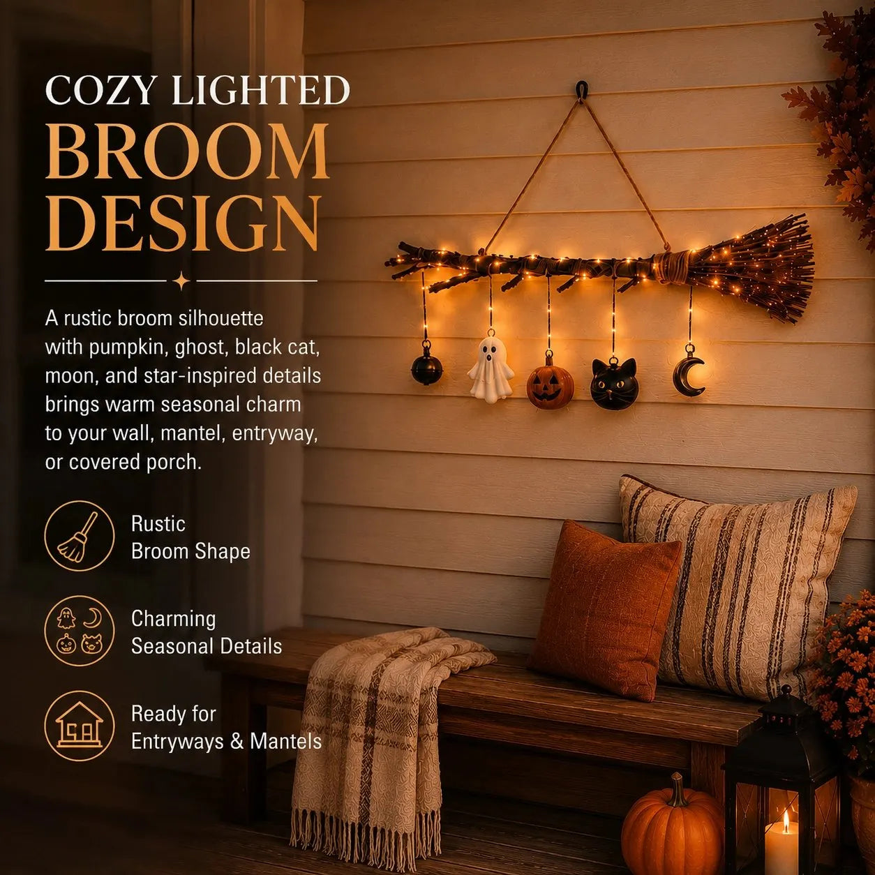 Lighted Fall Broom Wall Hanging🍂