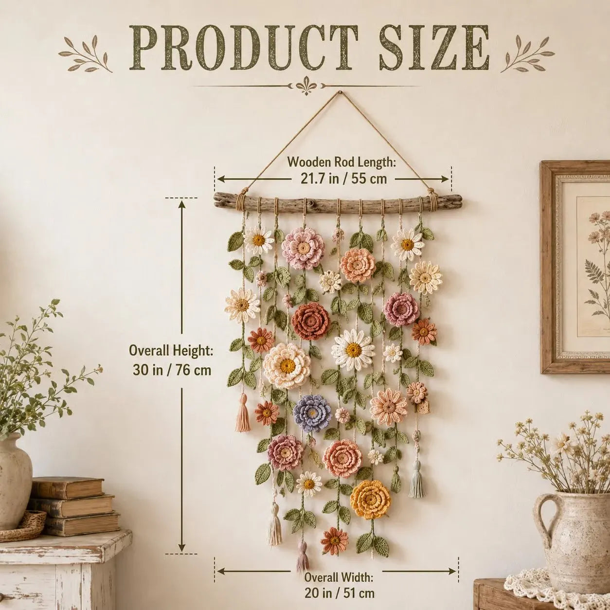 🌸HandMade Boho Crochet Flower Wall Hanging Decor
