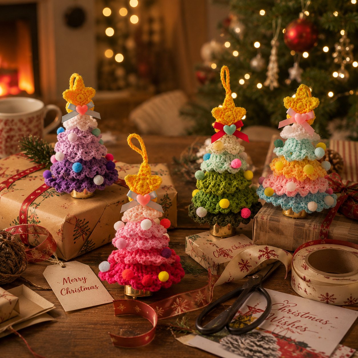 🎄Crochet Christmas Tree with Star Topper — Handmade Tabletop Holiday Decor Gift✨