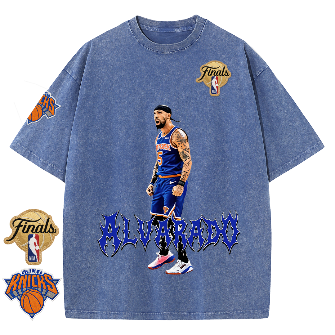 NY Basketball Vintage Washed Finals Premium Patch Tee