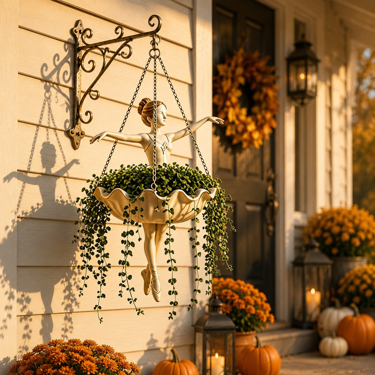 Whimsical Ballet Dancer Hanging Planter – Autumn Garden Decor For Porch & Patio