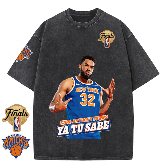 NY Basketball Vintage Washed Finals Premium Patch Tee