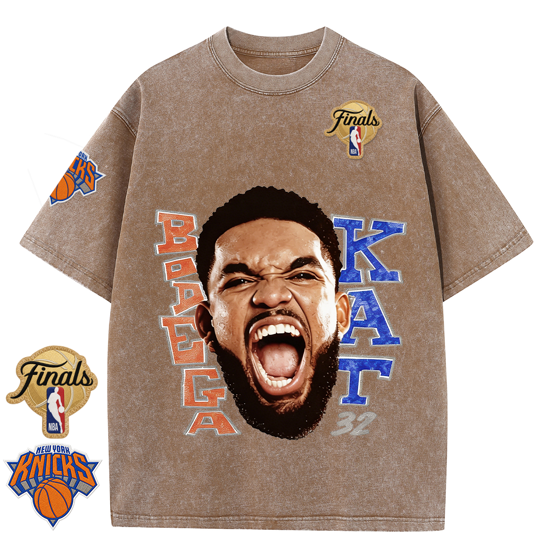 NY Basketball Vintage Washed Finals Premium Patch Tee