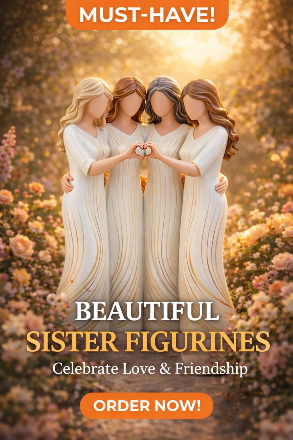 👩‍👩‍👧‍👧Sisters by My Side, Celebrates Friendships Three Sisters Sculpture