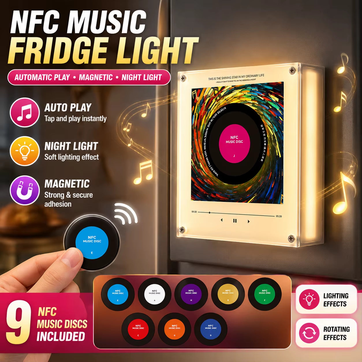 🎵 Iconic Pop Star NFC Fridge Magnet Music Player | Retro Vinyl Style Decor