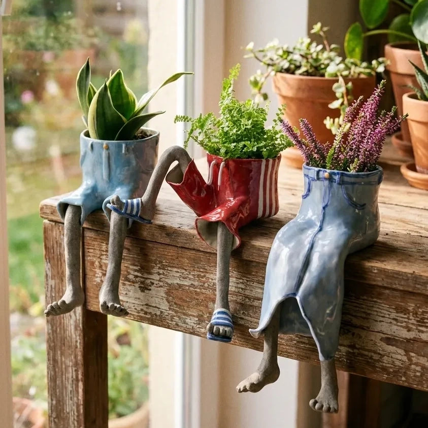 🎃 Limited Halloween Sale 👻 The Hanging Legs Family™ Whimsical Hanging Legs Planter – Spooky & Adorable Home Decor