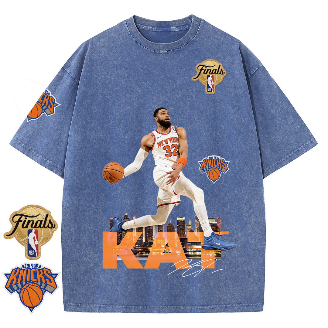 NY Basketball Vintage Washed Finals Premium Patch Tee